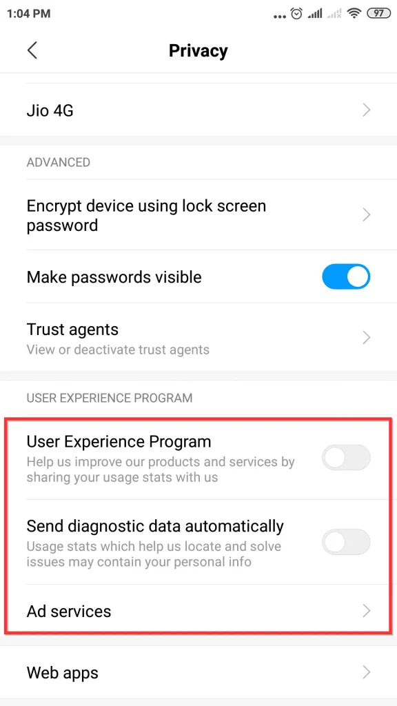 ad services miui 10