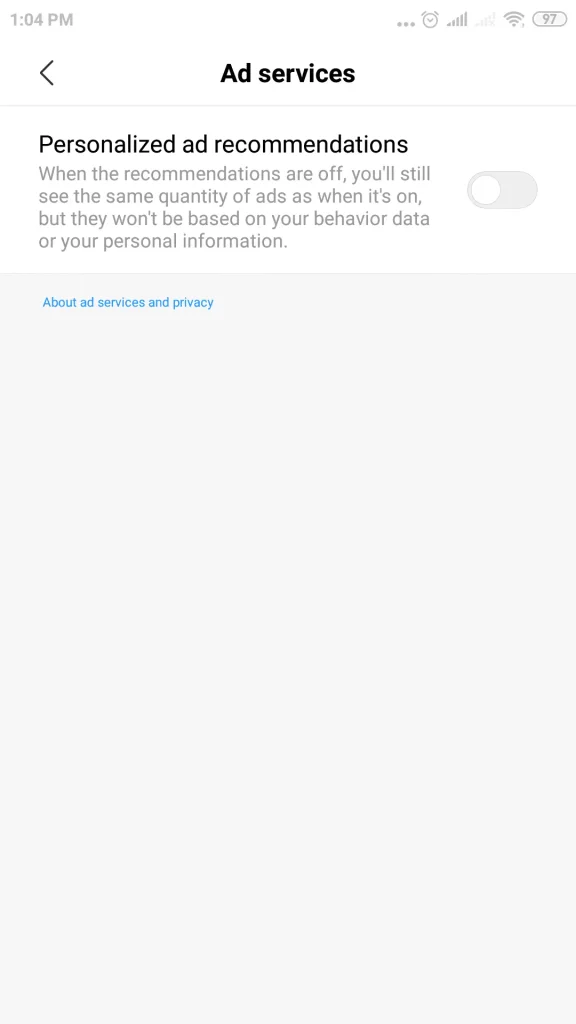 personalized ad recommendations turn off
