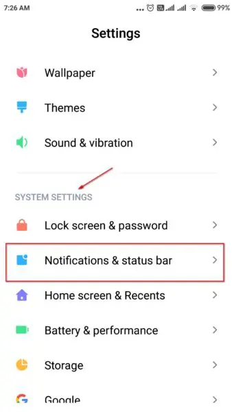 Xiaomi Redmi Note 4 - How to Change Batter Indicator to Percentage and Graphical 3 xiaomi redmi note 4 notifications status bar 338x600 1