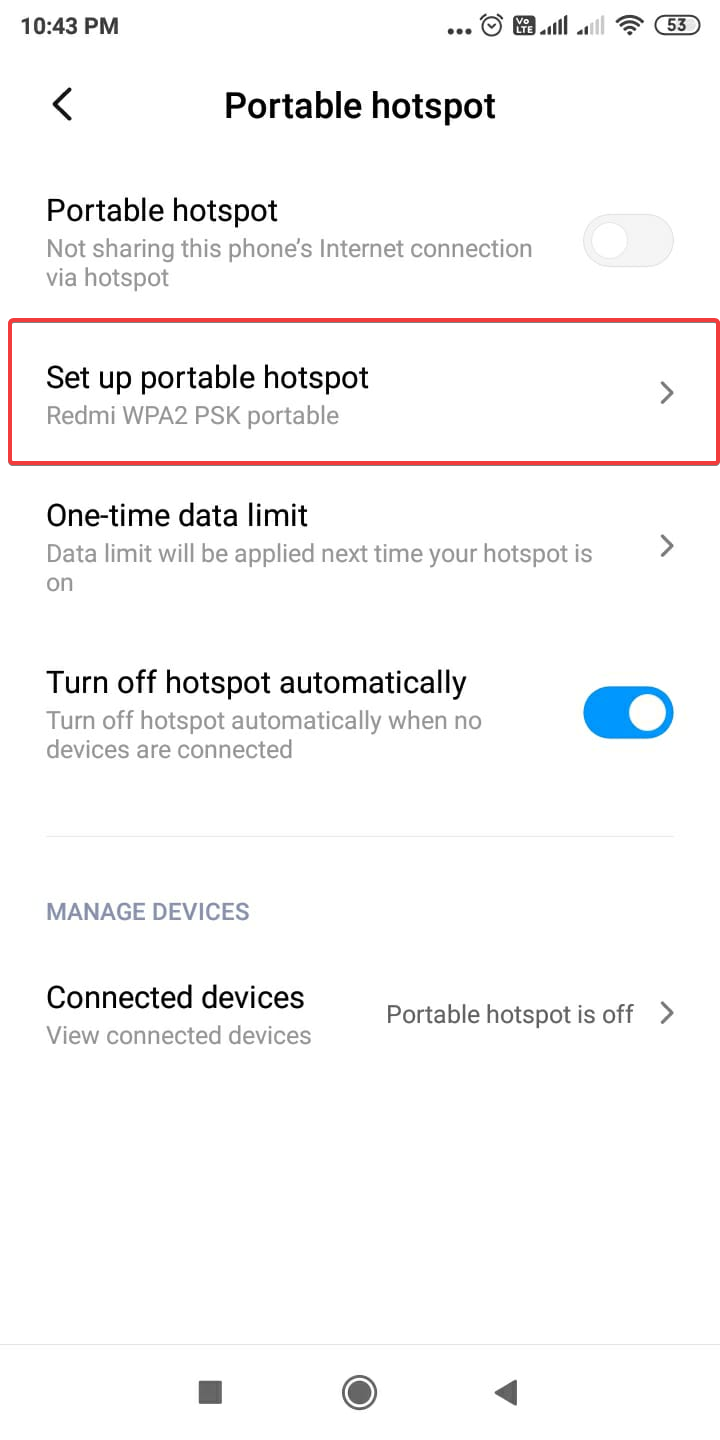 set up portable hotspot android 1